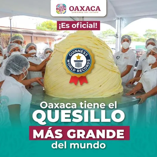 Oaxaca obtiene el récord Guinness con el quesillo más grande del mundo.